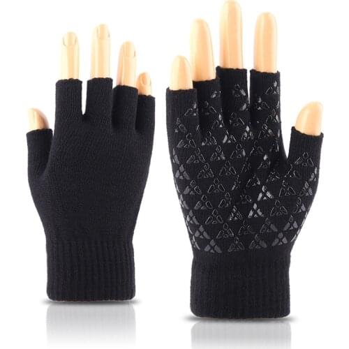 Fashion Half Finger Knitted Gloves Women Non-slip Touch Screen Warm Gloves for Men Autumn and Winter Gloves