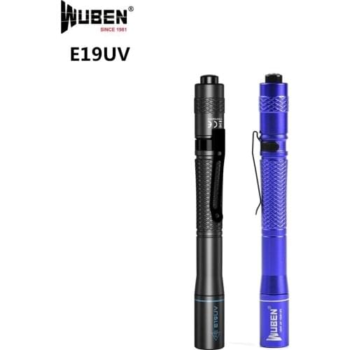 WUBEN E19UV Portable EDC Flashlight 365nm UV light LED Delicate Light max output 850mW Self-defense Light 2 * AAA batteries