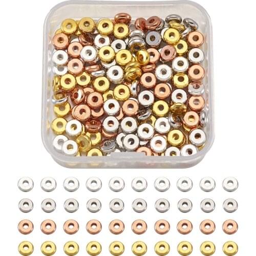 320pcs/box Mix Color Flat Round Brass Spacer Loose Beads 6x2mm for jewelry making End Connector Accessories,Hole: 2mm