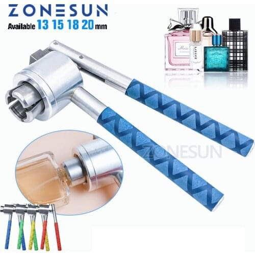 ZONESUN Stainless Steel Hand Held Crimper Vial Sealer 13/15/20mm Perfume Bottle Sealing Machine Manual Capper Flip Off Capping