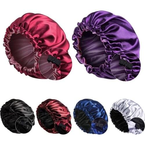 Satin Bonnet Sleep Cap Extra Large Double Layer Reversible Adjustable Night Sleeping Turban Hat Hair Wrap Head Cover
