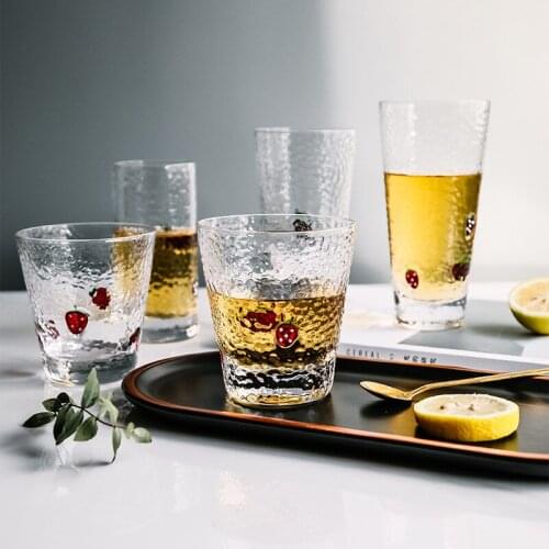 Ins Creative Strawberry Glass Japanese Fresh Hammered Strawberry Cup Juice Cool Drinks Cup Milk Cup
