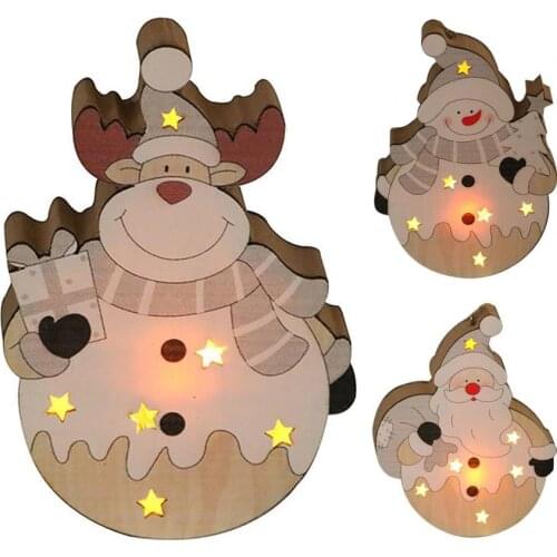 LED Burr Free Christmas Pendant Wood Delicate Craft Festival Ornaments Home Decor