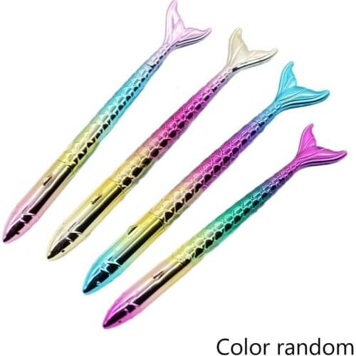 Creative Stationery Cartoon Mermaid Modeling Ballpoint Colorful Plating Color Gradient Pen Uv Gel Pen Fish Tail Supplies Sc B1D0