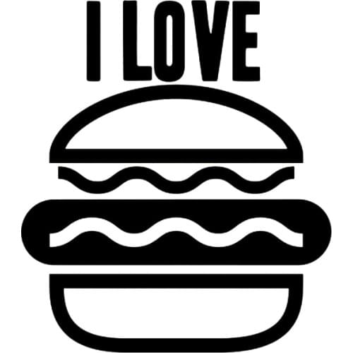 I Love Burgers Funny Car stikcers Vinyl Decal Sticker Motorcycle Window Laptop Wall Bumper car styling