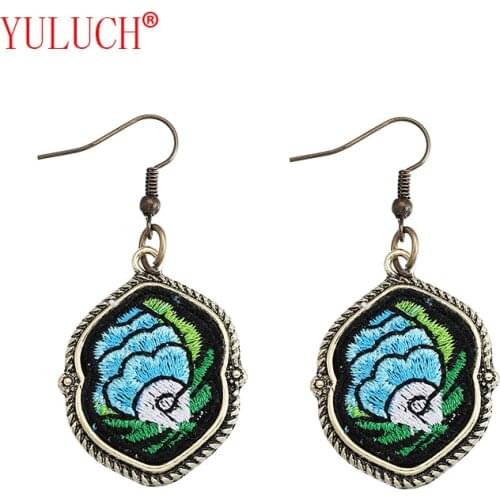 YULUCH 2018 Vintage bronze zinc alloy earrings inlaid embroidery fish figure pendant for fashion women jewelry accessories gifts