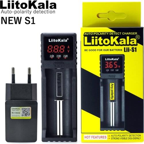 LiitoKala Lii-S1 Lii-202 Lii-402 battery charger, charging 18650 ni-cd 26650 AA AAA, automatic polarity detection +5V 1A