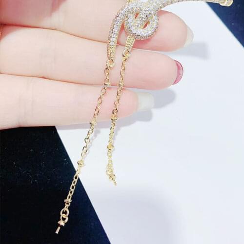 High-grade zircon micro inlay diy pearl necklace claw clasp accessories long sweater chain link clasp
