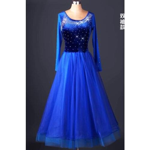 Green Yellow Pink Blue velvet rhinestone Ballroom Dress Viennese standard ballroom dress ladies ballroom dress