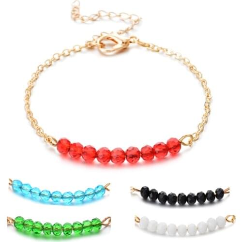 ZMZY Bohemian Statement Glass Crystal Boho Gold Color Charm Bracelet Femme Simple Chain Adjustable Bracelets For Women Jewelry
