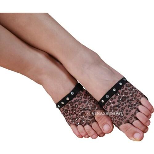Belly Dance Foot thong Toe Pad Belly Dance Accessories Leopard Sequins Heel Protector Professional Ballet Dance Socks 1 Pair