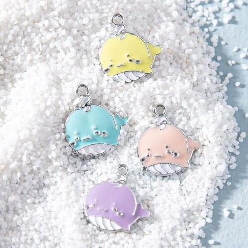 10Pcs Enamel Silver Whale Fish Charms Pendant for Jewerly DIY Making Bracelet Women Earrings Necklace Accessories Findings Craft