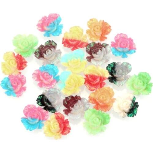 100Pcs 14mm Resin Flower Cabochon Flatback Decoration Crafts Embellishments For Scrapbooking DIY Accessories