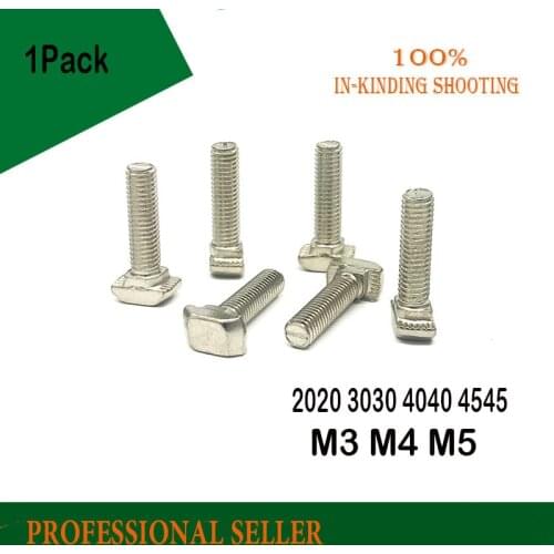 2020 3030 4040 4545 Series M3 M4 M5 M6 M8 *10/12/16/20/25mm Hammer Head T Bolt Nickel Plated For Aluminum Profile T-slot t screw