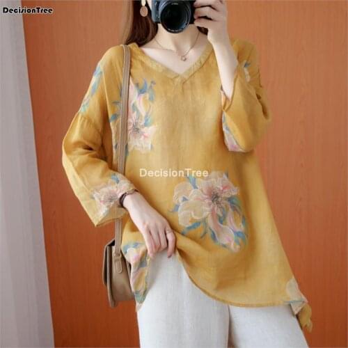 2021 retro national chinese blouse woman traditional printed vintage cheongsam tops hanfu tea service loose qipao top