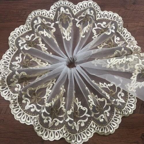 30Yards 18cm Wide Embroidered Lace Trim Net Sewing Applique Ribbon Trimming for Garment DIY Craft Supply Free Shipping