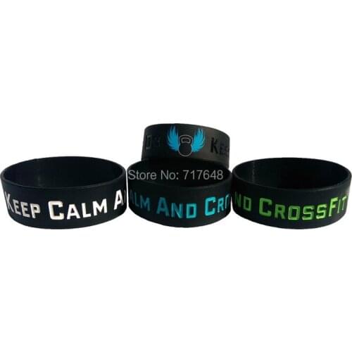 300pcs keep calm and crossfit on wristband silicone bracelets free shipping by FEDEX
