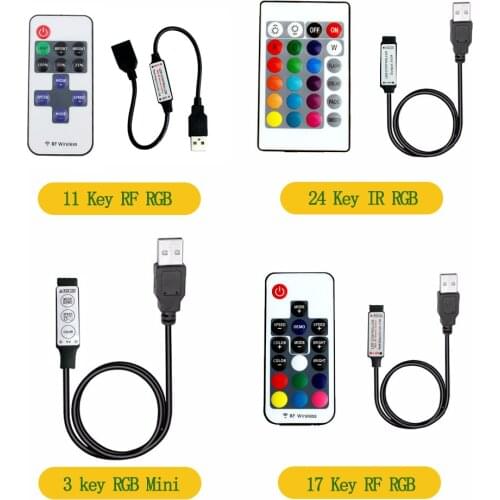5 12 24 V USB Lights Led Strip RGB USB Remote Controller 5V 12V 24V Volt USB LED Strip Remote Controller 3 11 17 24 Key Wireless
