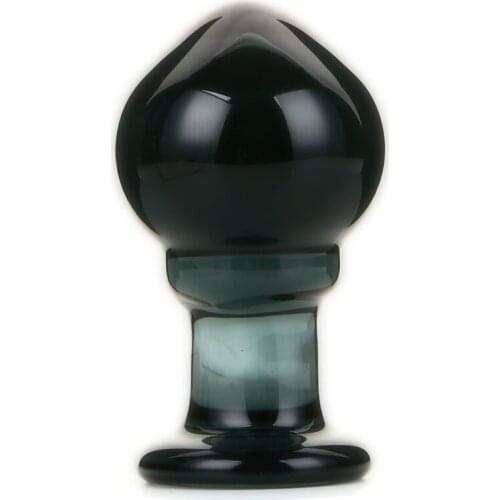 62mm diameter anal expander dilator black glass anal plug g spot stimulator ass butt plug adult erotic sex toys for woman anus