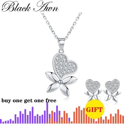 [BLACK AWN] 925 Sterling Silver Jewelry Elegant Womens Necklaces Pendants Natural Love Star Female Bijoux Girls Gift K043