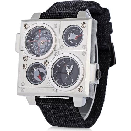 Cool Quartz Watch Men Wrist Watch Fabric Bracelet Casual Wristwatches Dual Time Zones Military Relogio Masculino Sports Clock