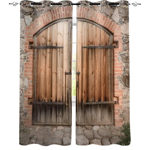 Old Stone House Crack In Stone Brick Wall Windows Curtains For Living Room Bedroom Decorative Kitchen Curtains Drapes Treatments