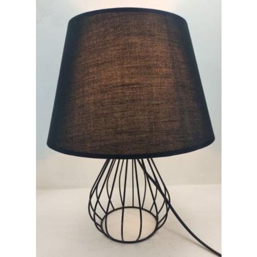 Rustic Metal Cage Wrought Iron Pillar Black Cloth Headdress Lampshade 408197007
