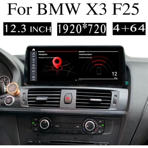 For BMW X3 F25 2010~2013 CIC Built-in CarPlay 12.3 Inch Screen Car Stereo Audio Multimedia 4G SIM Navigation GPS Navi Radio