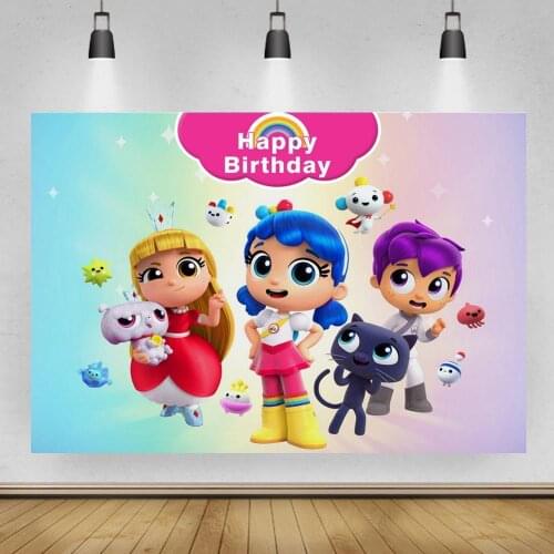 Happy Birthday Girl Princess Backdrops Photography Kids Family Dinner Party Table Decor Wall Poster Cartoon Photo Background