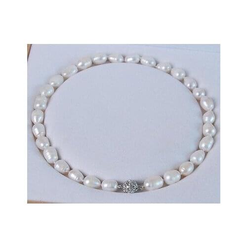 Hot sale Big 11-13MM Genuine white akoya cultured pearl necklace Magnet Clasp 18"