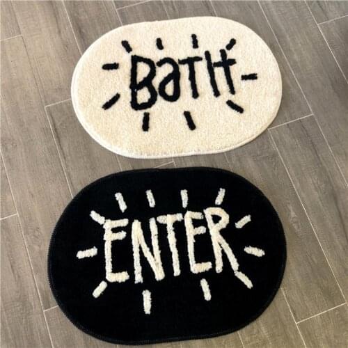 Black White Letter Bath Mat Home Bedroom Kitchen Entrance slip Mat Rug Quickly Absorbent Comfortable Nordic Style Bedside carpet