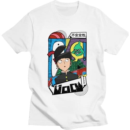 Fashion Mens Manga Mob Psycho 100 T-Shirt Short Sleeve Cotton Tshirt Printed Shigeo Kageyama Shirt Ekubo Pop Tee Clothing Gift