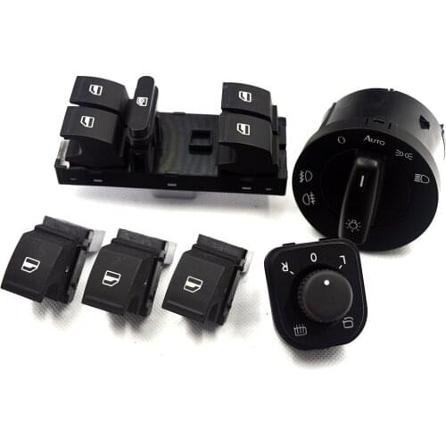 New Power Mirror Switch Headlight Switch Window Switch Button 6PCS/SET For Volkswagen VW Jetta MK5 golf 5 6 tiguan passat b6 CC