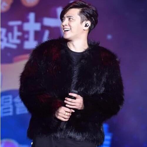 Clothes men winter 2018 new singer stage DJ imitation fox fur grass short coat coat handsome personality tide brand