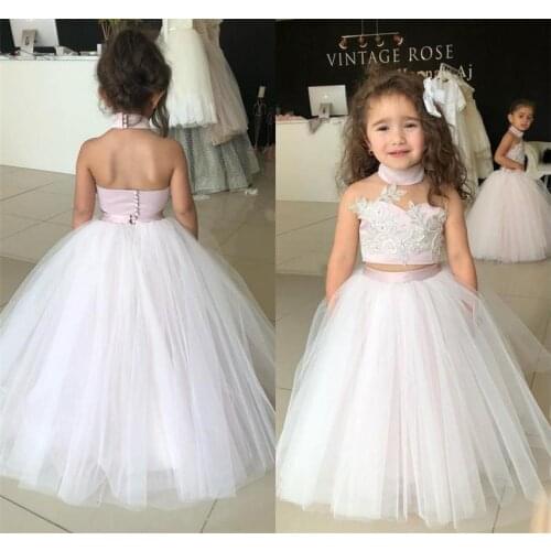 Hand Made Flower Girl Dresses Applique Birthday Party Gown For Little Girls Sweep Train Holy First Communion Dress