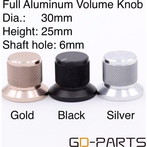 30*25mm Solid Aluminum Knob Volume Potentiometer Cap for CD DAC Turntable Recorder Speaker Amplifier Radio 6mm Shaft Hole