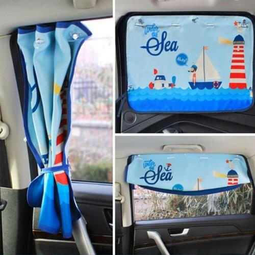 Car Sun Shade UV Protection Cartoon Adjustable Curtain For Car Visor Window Curtains Window Curtains Rear Car Sunshade Sun C1A3