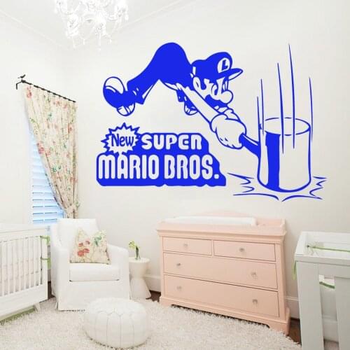 Modern Super Mario Vinyl Stickers Waterproof Wall Decal For Living Room Kids Room Gameroom Decoration Wall Art Decal