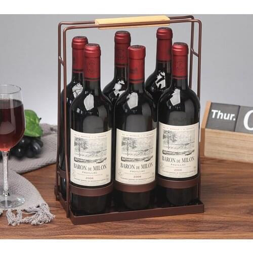 Aged Rustic Decoration High Grade Metal Wine Bottle Holder for Bar Holds 8 Bottles JJ010