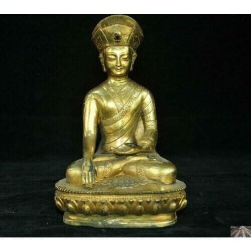 Tibet Buddhism bronze 24k Gold Gilt Je Tsongkhapa Lama Tsong Khapa Buddha Statue