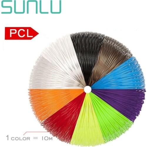 SUNLU 3D Printer Pen Filament PCL 100m 10color 1.75mm colorful set of 3D Pen with low temperature experience