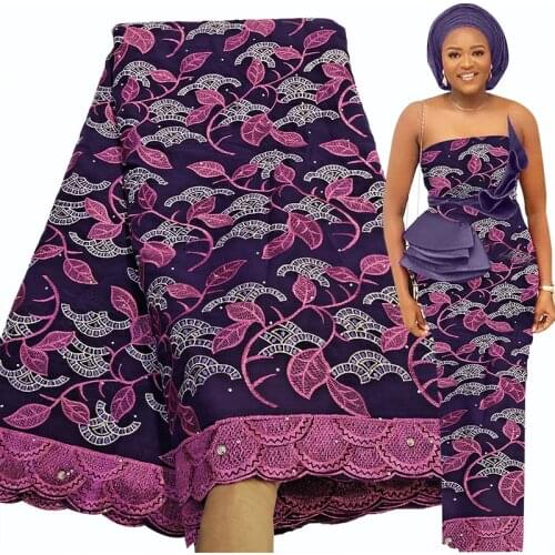 Fabricbob Cotton Swiss Voile Lace Fabric 2021 High Quality African Party Stone Embroidery Nigerian Lace Fabric 2.5 Yards