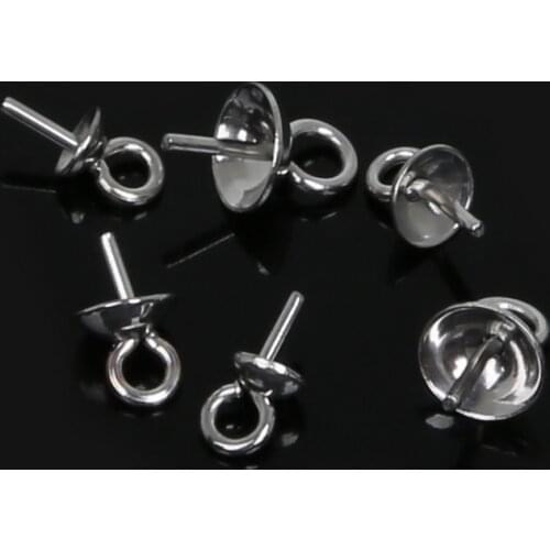 50pcs Stainless Steel Screw Eye Pin Bail Top Drilled Beads End Cap for DIY Charm Pendant Hook Caps Connectors Jewelry Making