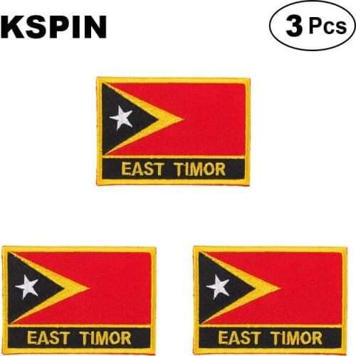 East Timor Rectangular Shape Flag patches embroidered flag patches national flag patches for clothing DIY Decoration