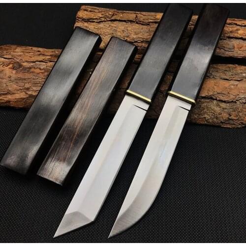 Japanese Fixed Blade Knife Triad Steel VG10 Steel Core 60-61HRC Straight Blade Outdoor Jungle Rescue Hunting Knife Tactical Tool