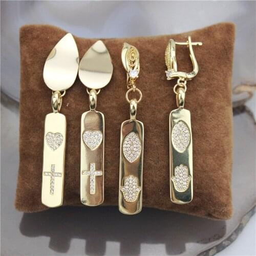 10pair/lot Fashion cz earring,heart cross/eye palm shape cubic zircon jewelry,new design love theme earring cheap wholesale