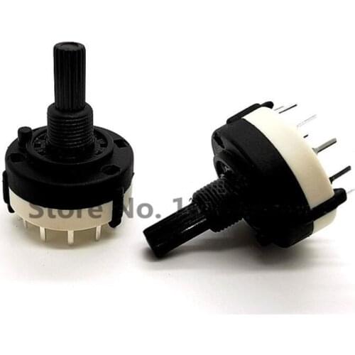 10PCS RS26 Plastic 4 Pole 3 Position Rotary Band Switch 2 Pole6 Position 1 Pole12 Position Handle Length 21MM Axis Band Switch