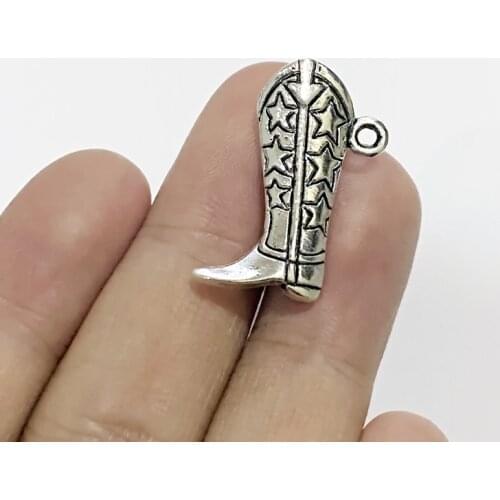 12pcs Cowboy Boot Shoe Charms Tibetan Silver Color Pendant Accessories Diy Handmade Necklace Findings Jewelry Making Supplies
