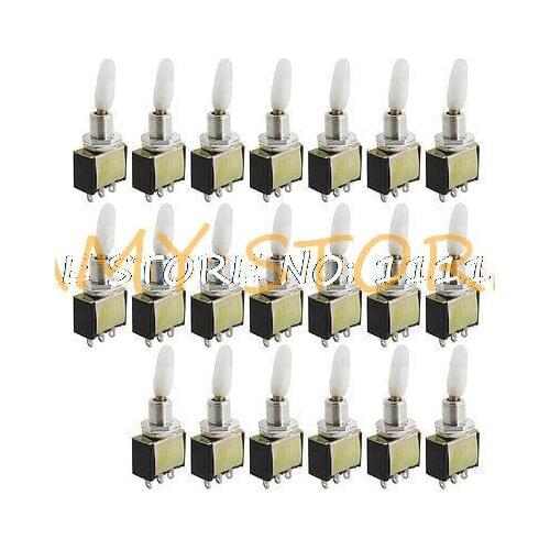 20 Pcs AC 250V 2A Amps White Handle 3 Pins ON/ON 2 Position SPDT Toggle Switch KNX-1X2