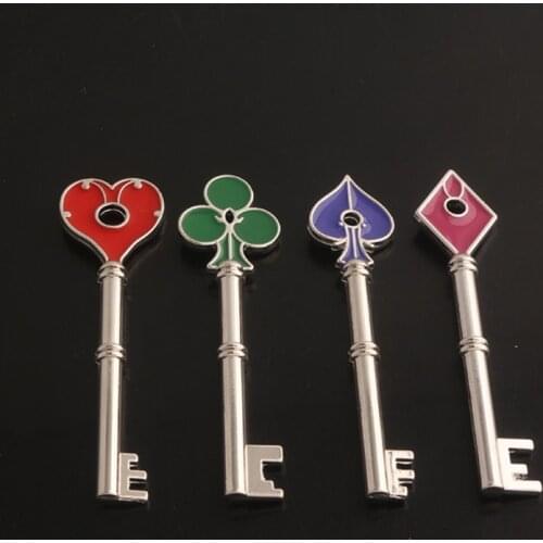 4 Pcs Game Residents Evils Keychain Set RPD Square Plum Heart Key Police Playing Cards Badge Pendants Game Cosplay Keyring